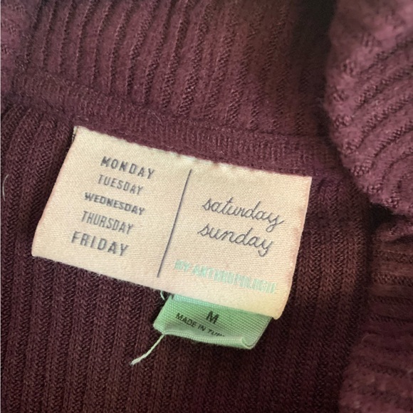 Saturday Sunday rachael turtleneck sweater burgundy Anthropologie - Picture 2 of 3